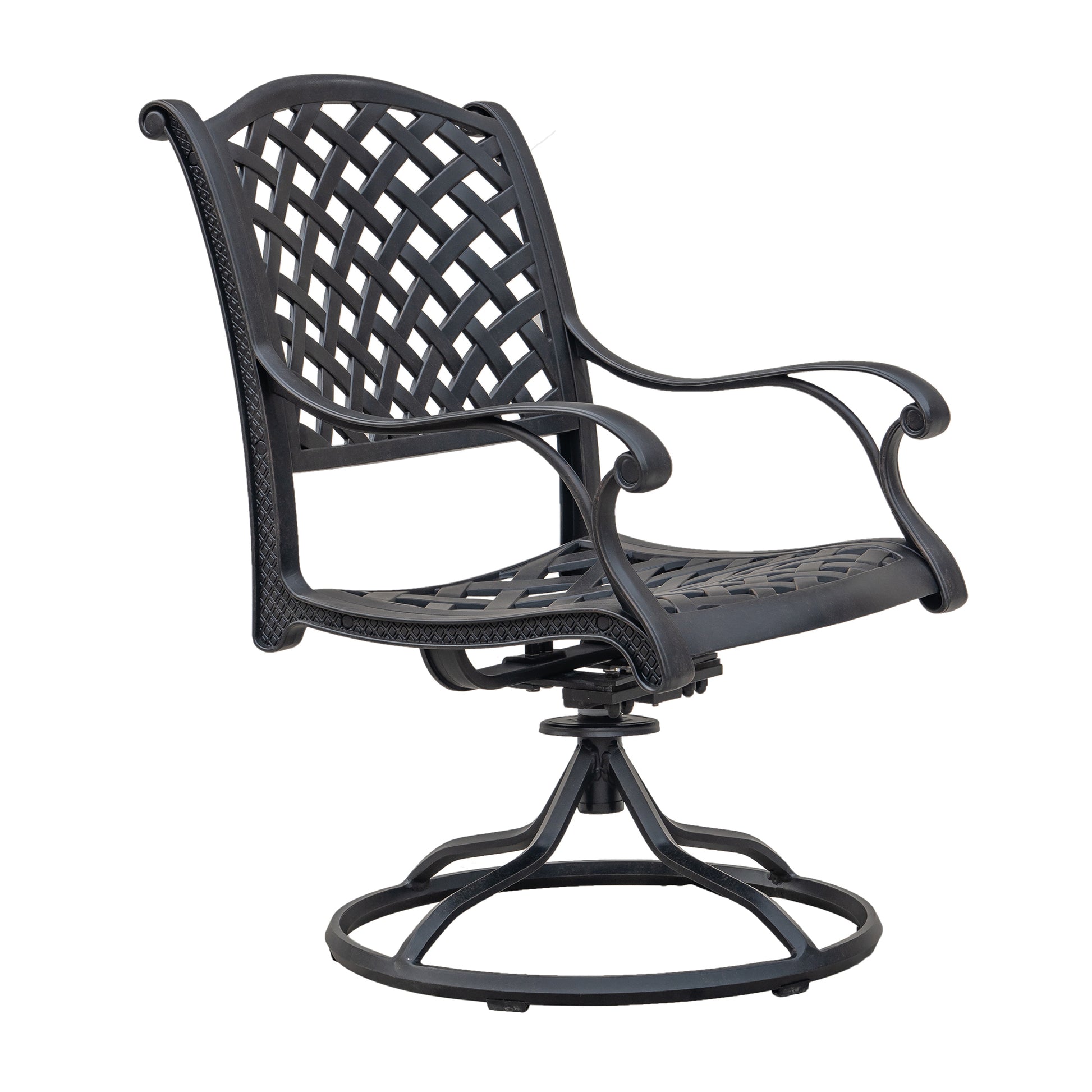 Durable Outdoor Dining Swivel Rockers With Cushions, Set Of 2, Sandstorm Antique Gray Aluminium