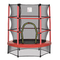 5Ft Kids Trampoline With Enclosure Net, Springless Design, Safety Pad And Steel Frame For Indoor Outdoor, Toddler Round Bouncer For Age 3 To 6 Years Red Brick Red Metal