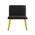 Black Minimalist Armless Sofa Chair With Pu Backrest And Golden Metal Legs, Suitable For Offices, Restaurants, Kitchens, And Bedrooms Black Metal