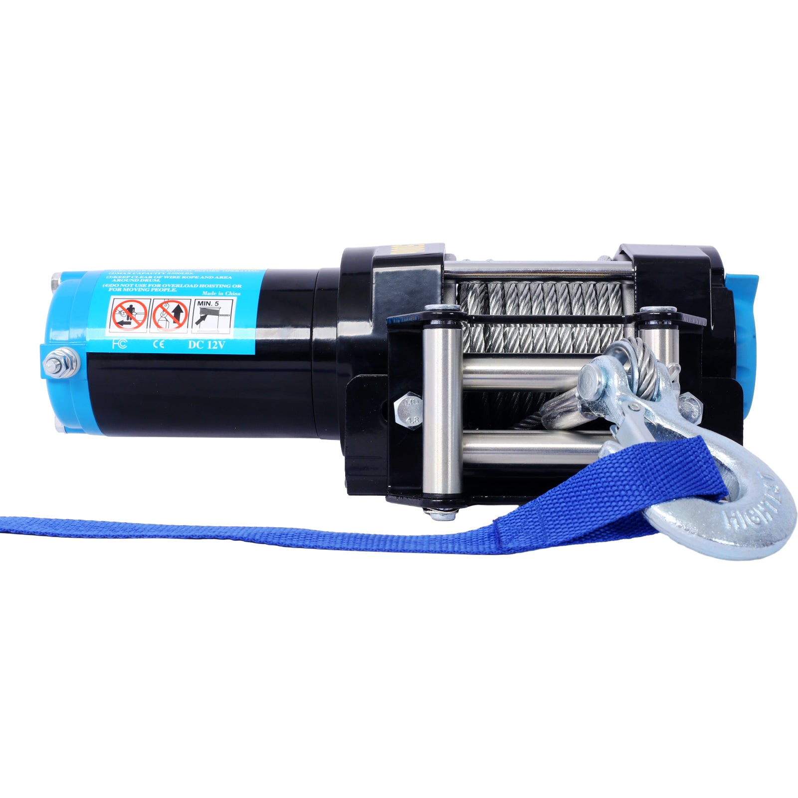 Atv Utv Winch 12 V 3500Lbs Electric Winch With Steel Cable, Wire And Wireless Remote Control, Roller Fairlead Black Steel