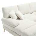 United Modern Large Chenille Fabric U Shape Sectional Sofa Beige Chenille