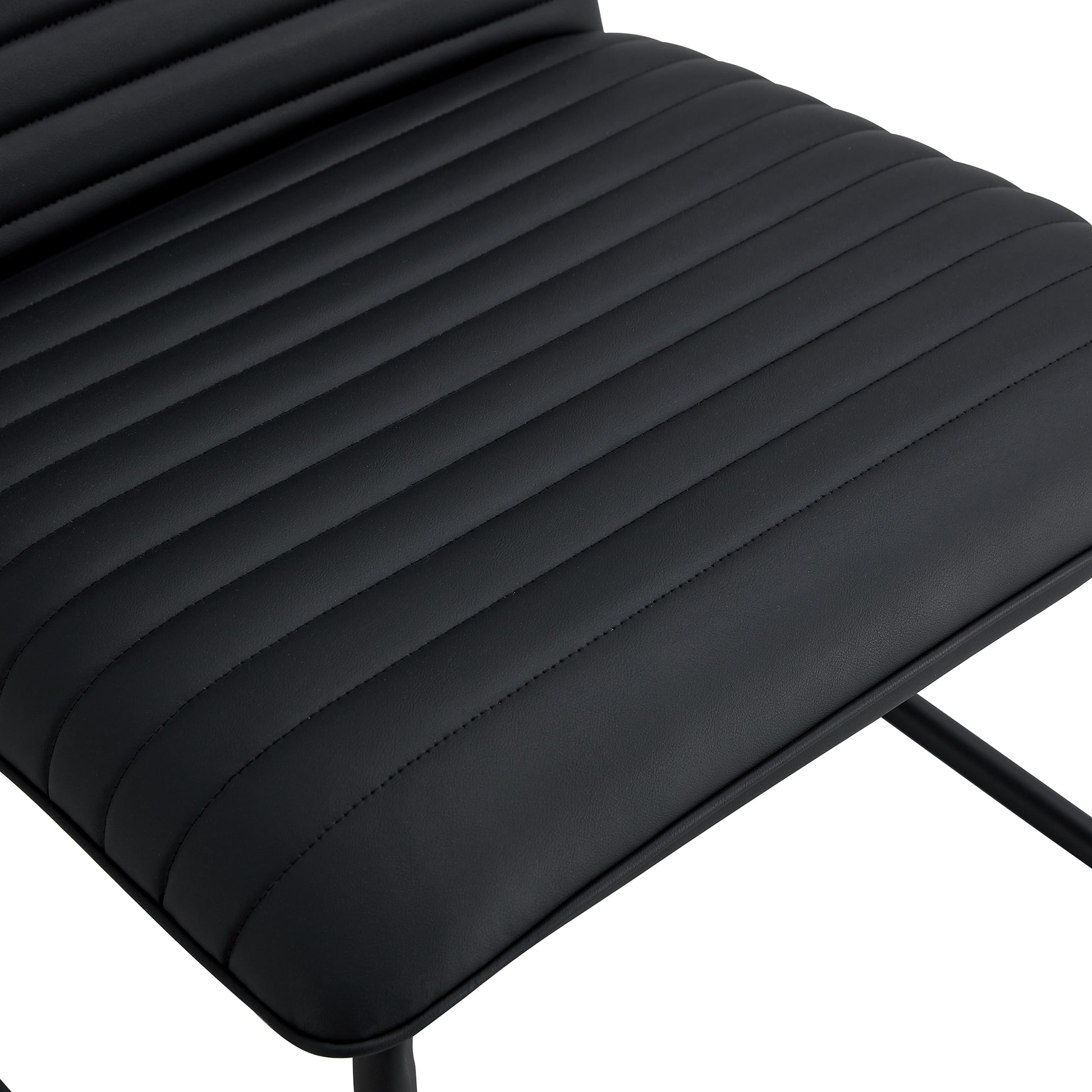 Black Minimalist Armless Sofa Chair With Pu Backrest, Paired With Black Metal Legs, Suitable For Offices, Restaurants, Kitchens, And Bedrooms Black Metal