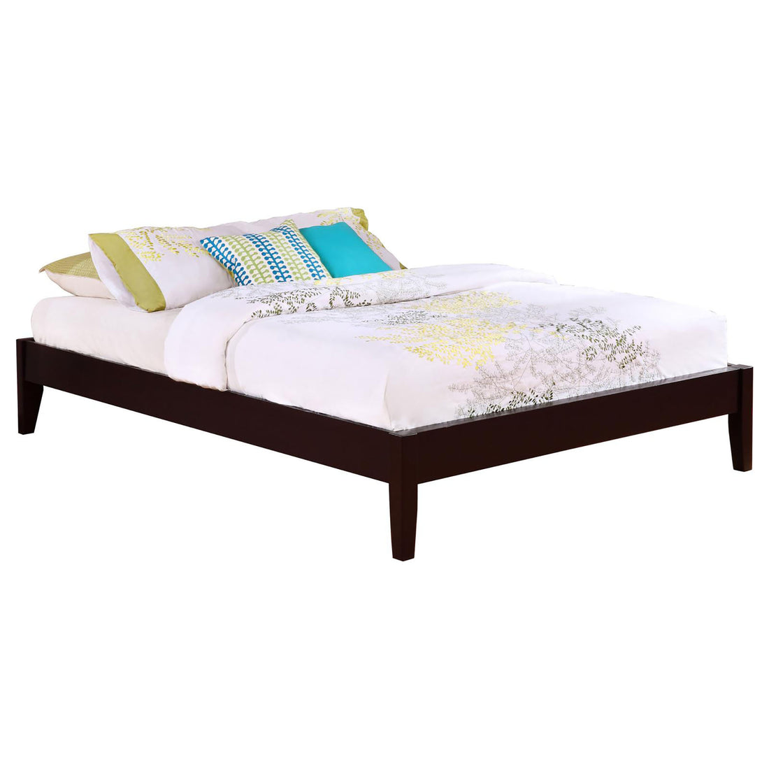 Cappuccino Full Platform Bed Box Spring Not Required Full Brown Wood Bedroom Transitional Rubberwood Bed Frame Wood