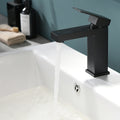 Black Bathroom Faucet, Brushed Black Faucet For Bathroom Sink, Black Single Hole Bathroom Faucet Modern Single Handle Vanity Basin Faucet Bathroom Joystick Geometric One Black Side Sprayer Deck Mounted Cartridge Valve Single Hole Faucets Matte Black