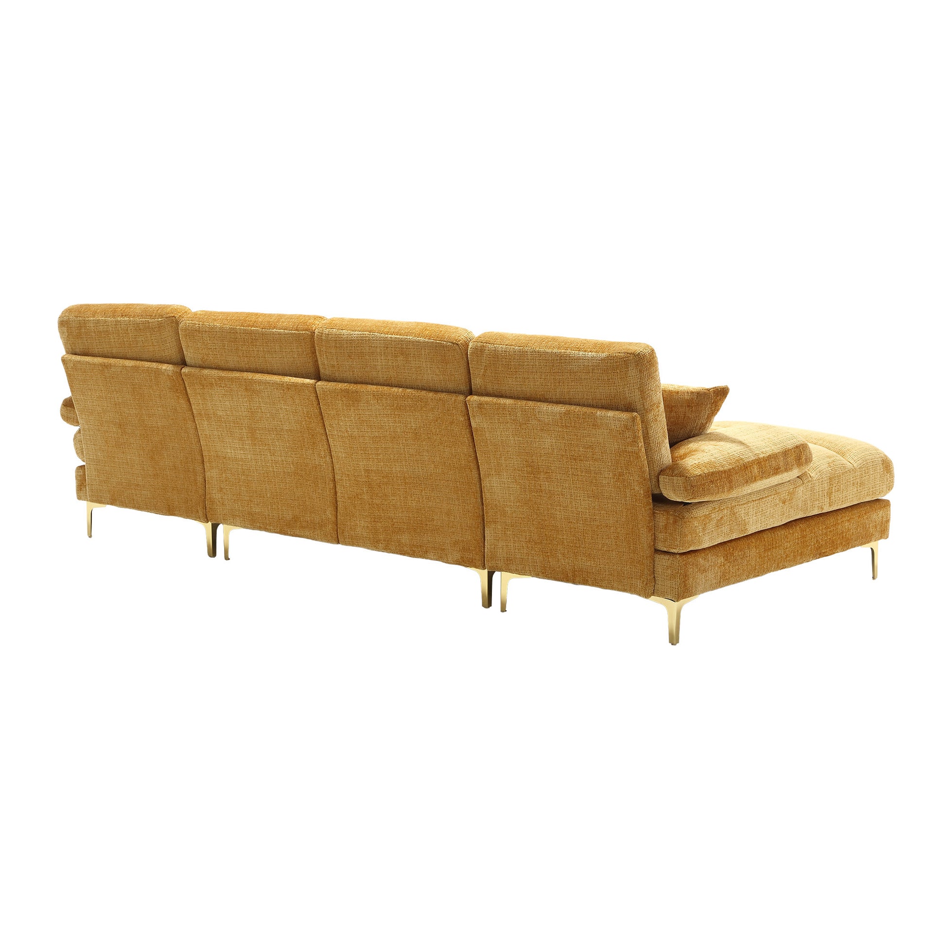 United Modern Large Chenille Fabric U Shape Sectional Sofa Yellow Chenille