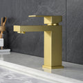 Gold Bathroom Faucet, Brushed Gold Faucet For Bathroom Sink, Gold Single Hole Bathroom Faucet Modern Single Handle Vanity Basin Faucet Bathroom Joystick Geometric One Brushed Gold Side Sprayer Deck Mounted Cartridge Valve Single Hole Faucets Gold