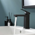 Black Bathroom Faucet, Brushed Black Faucet For Bathroom Sink, Black Single Hole Bathroom Faucet Modern Single Handle Vanity Basin Faucet Bathroom Joystick Geometric One Black Side Sprayer Deck Mounted Cartridge Valve Single Hole Faucets Matte Black