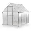 6X8 Ft Polycarbonate Greenhouse, Outdoor Walk In Green House With Vent Window, Hinged Door, Rain Gutter, Heavy Duty Aluminum Hot House For Backyard Garden Natural Aluminium