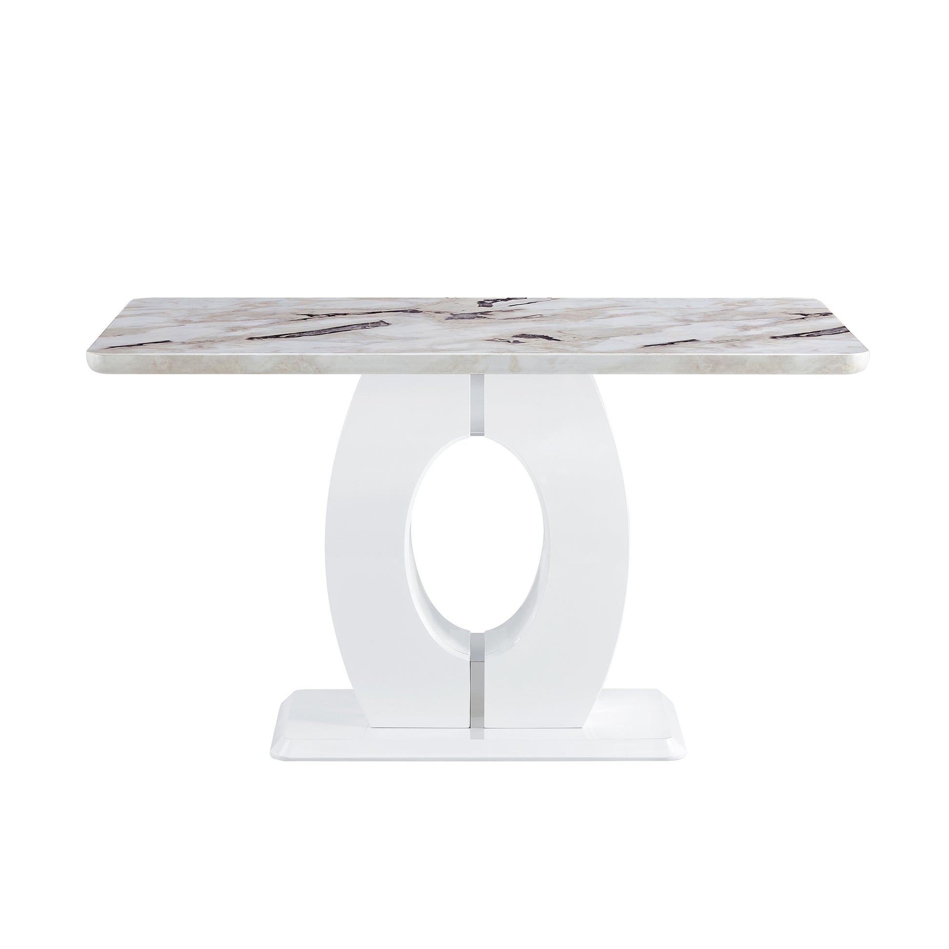 Modern Minimalist White Marble Patterned Dining Table, Wet Bar. Rectangular Desk. Game Tables. For Dining Rooms, Living Rooms, Terraces, Kitchens White Mdf