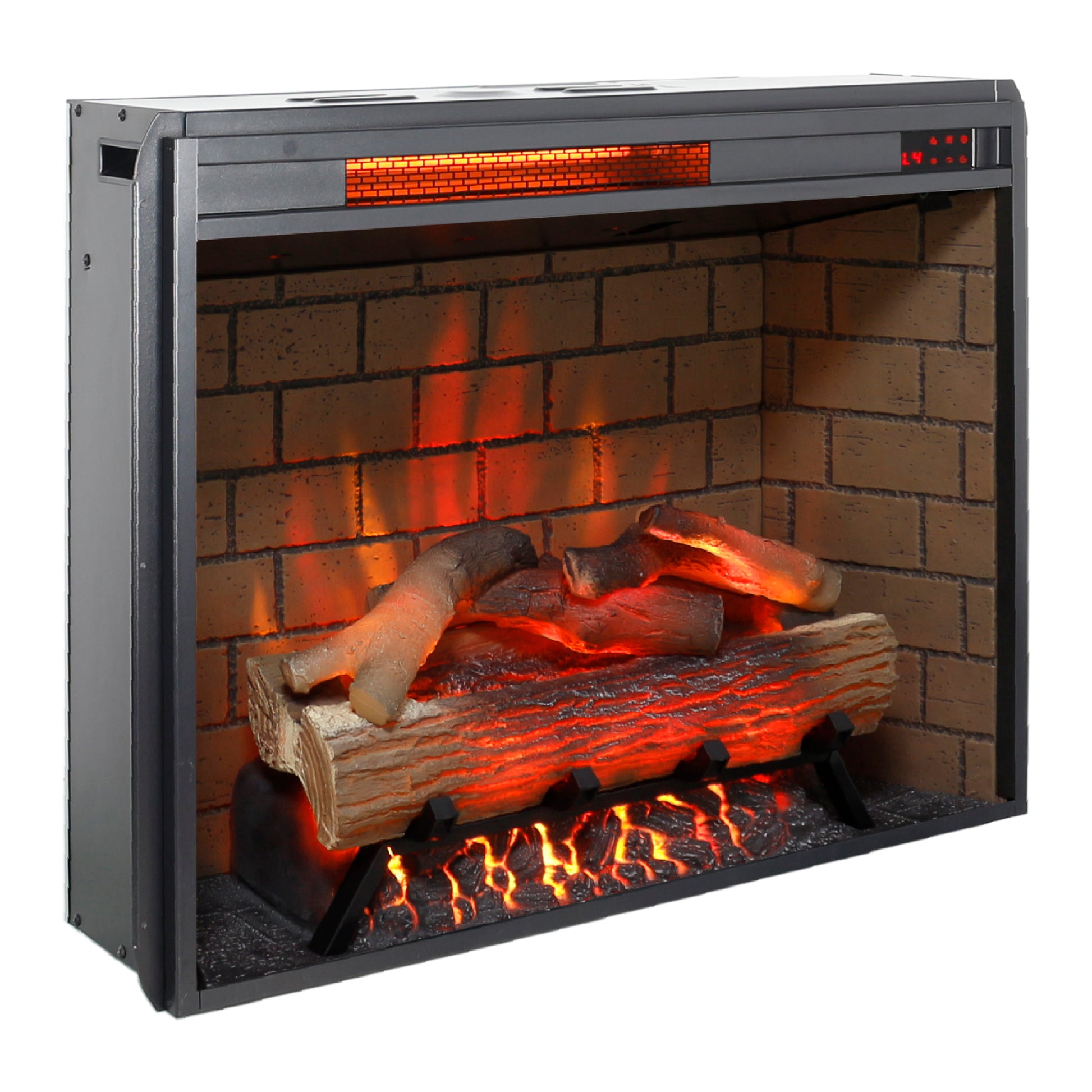 28Inch Infrared Electric Fireplace Insert, Touch Panel Home Decor Heater, Smokeless Firebox With Trim Kit Powder Coated Electric Antique Black Vent Free Primary Living Space Yes Insert Tempered Glass Sheet Metal Plastic Electric