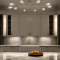 10 Light Sputnik Chandelier Brushed Gold Ceiling Light Semi Flush Mount Light Ceiling Lamp Brushed Gold Metal
