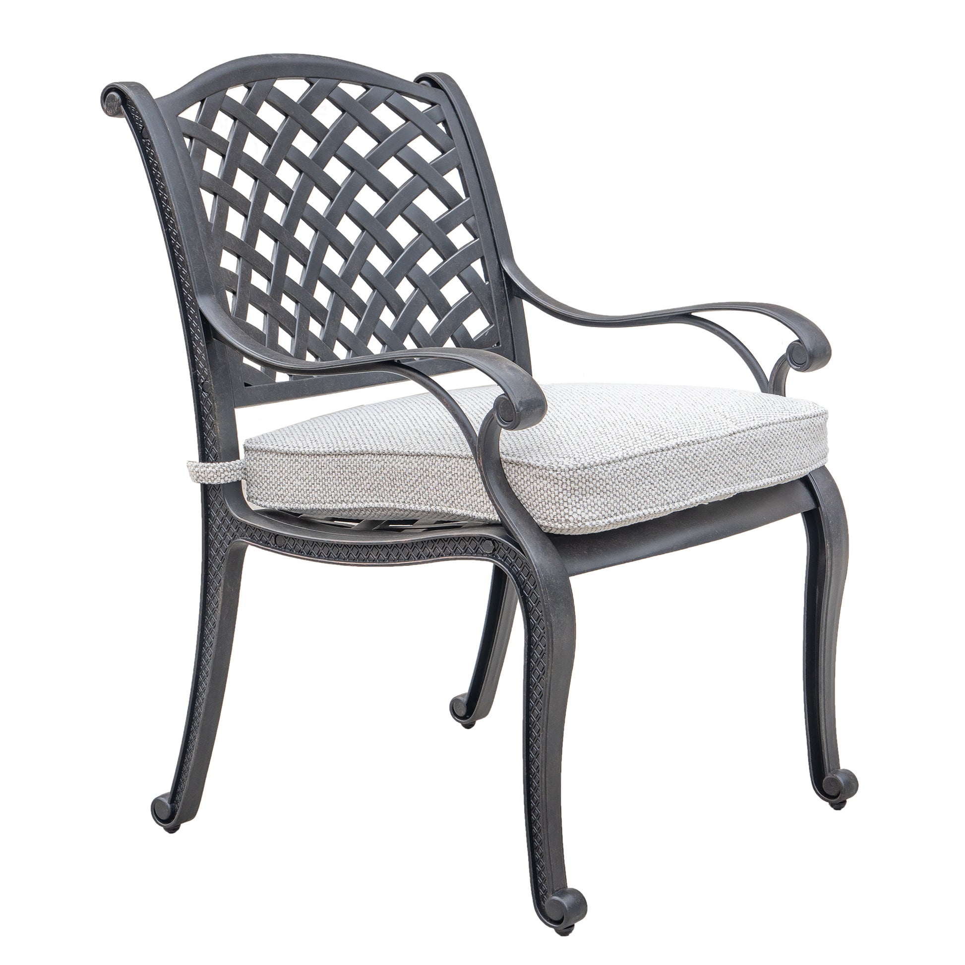 Outdoor Dining Chair With Cushion, Sandstorm Antique Gray Aluminium