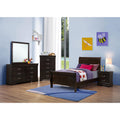 Cappuccino Twin Sleigh Bed Box Spring Required Twin Brown Wood Bedroom Traditional Rubberwood Kids Wood