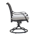 Durable Outdoor Dining Swivel Rockers With Cushions, Set Of 2, Sandstorm Antique Gray Aluminium
