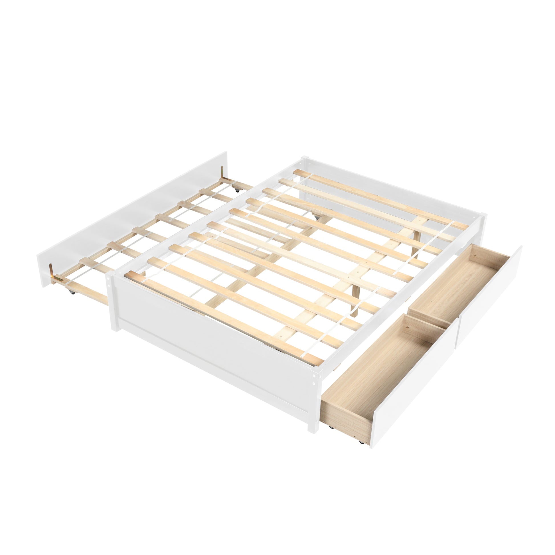 Full Bed With Twin Trundle And Two Drawers For White Color Full White Solid Wood