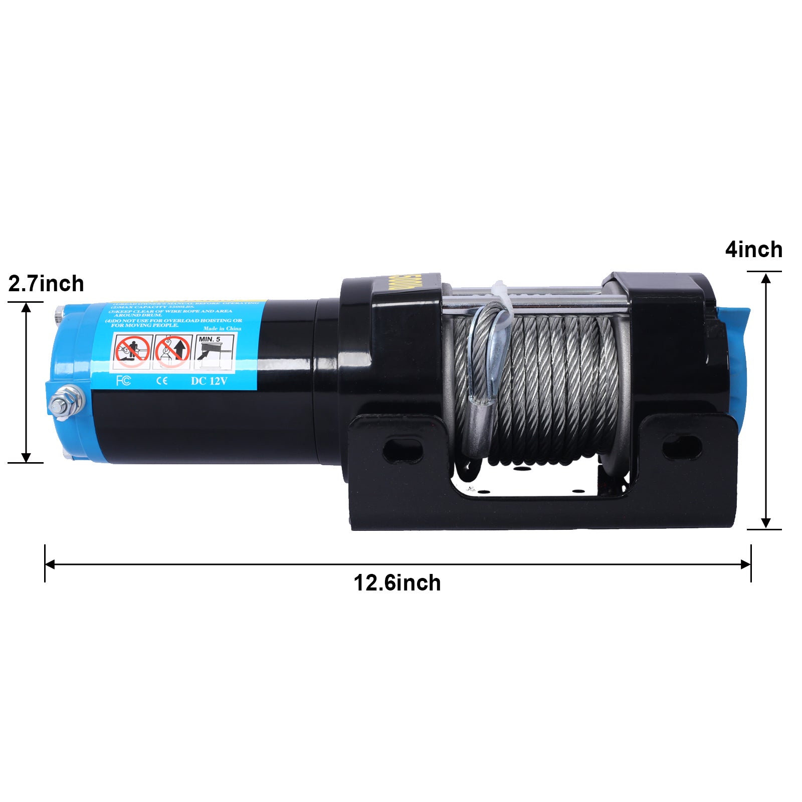 Atv Utv Winch 12 V 3500Lbs Electric Winch With Steel Cable, Wire And Wireless Remote Control, Roller Fairlead Black Steel