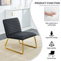 Black Minimalist Armless Sofa Chair With Pu Backrest And Golden Metal Legs, Suitable For Offices, Restaurants, Kitchens, And Bedrooms Black Metal