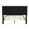 Queen Size Velvet Platform Bed With Led Frame And Stylish Mental Bed Legs, Beige Beige Velvet