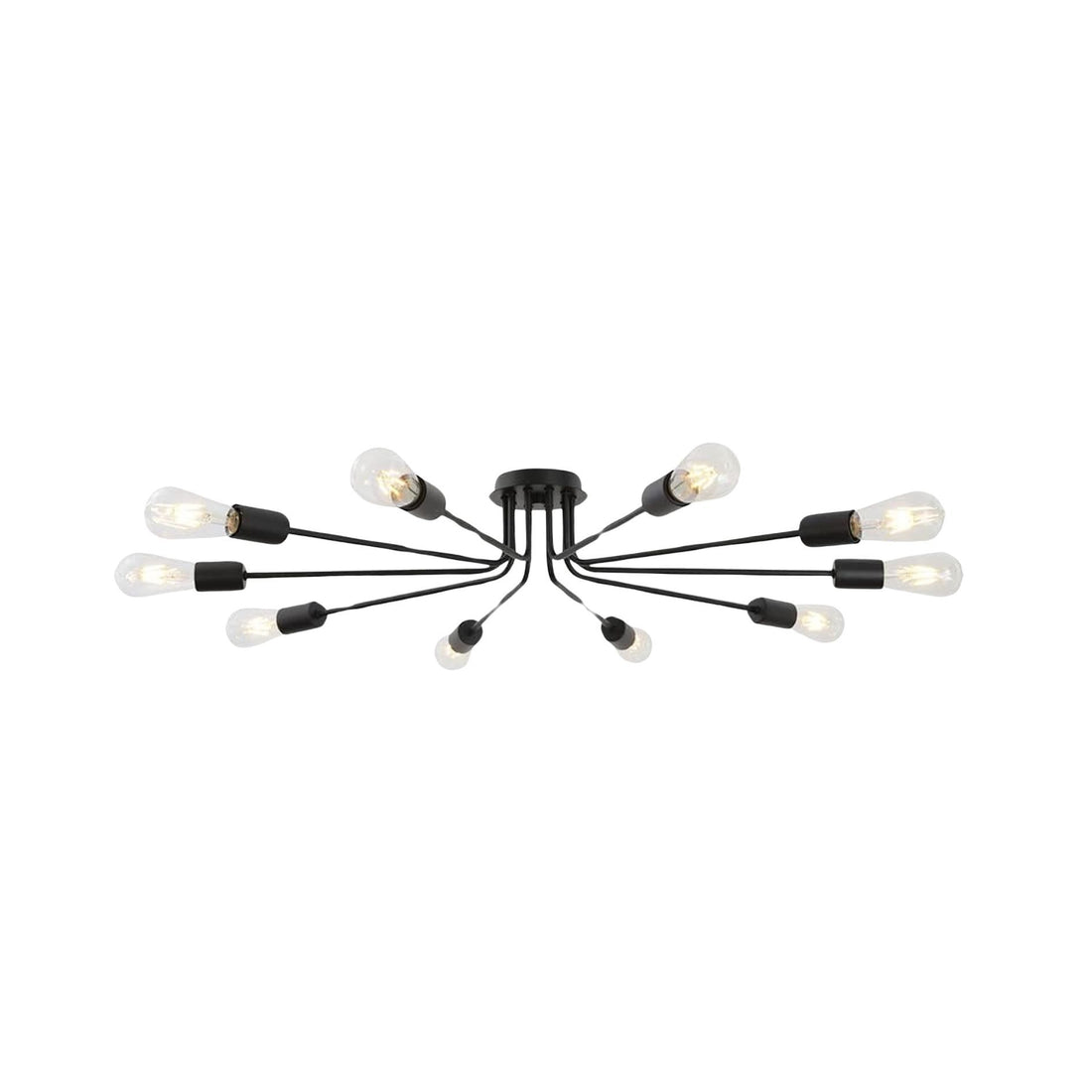 10 Light Sputnik Chandelier Black Ceiling Light Semi Flush Mount Light Ceiling Lamp Black Metal