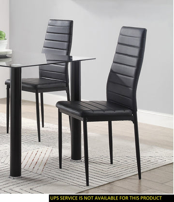 Modern Style Black Metal Finish Side Chairs 2Pc Set Faux Leather Upholstery Contemporary Dining Room Furniture Black Dining Room Contemporary,Modern Side Chair Metal