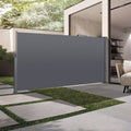 Retractable Side Screen Awning, Uv Resistant, Waterproof, Patio Privacy Screen For Garden, Balcony, Courtyard Dark Grey , 118.1