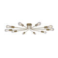 10 Light Sputnik Chandelier Brushed Gold Ceiling Light Semi Flush Mount Light Ceiling Lamp Brushed Gold Metal