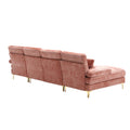 United Modern Large Chenille Fabric U Shape Sectional Sofa Pink Chenille