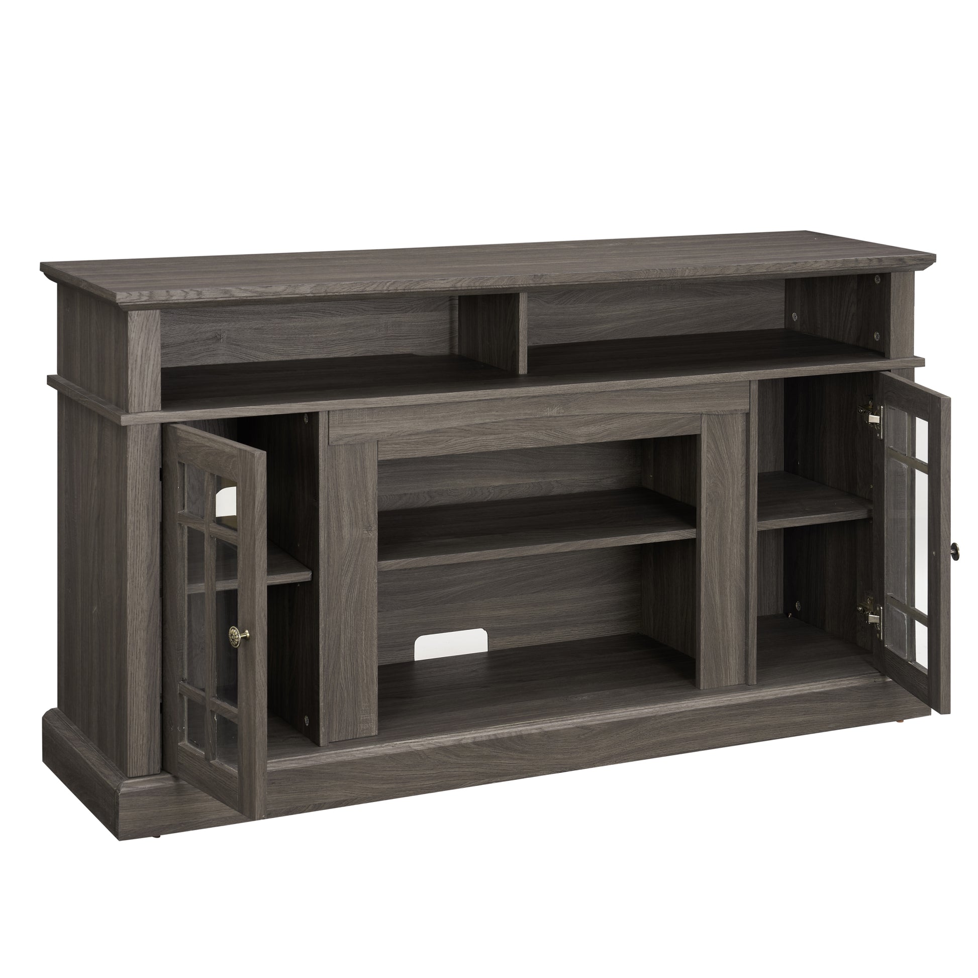 Classic Tv Media Stand Modern Entertainment Console For Tv Up To 65" With Open And Closed Storage Space, Dark Walnut Black, 58.25"W*15.75"D*32"H Black Dark Walnut Primary Living Space 60 69 Inches 60 69 Inches 65 Inches Mdf