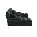 United Modern Large Chenille Fabric U Shape Sectional Sofa Black Chenille