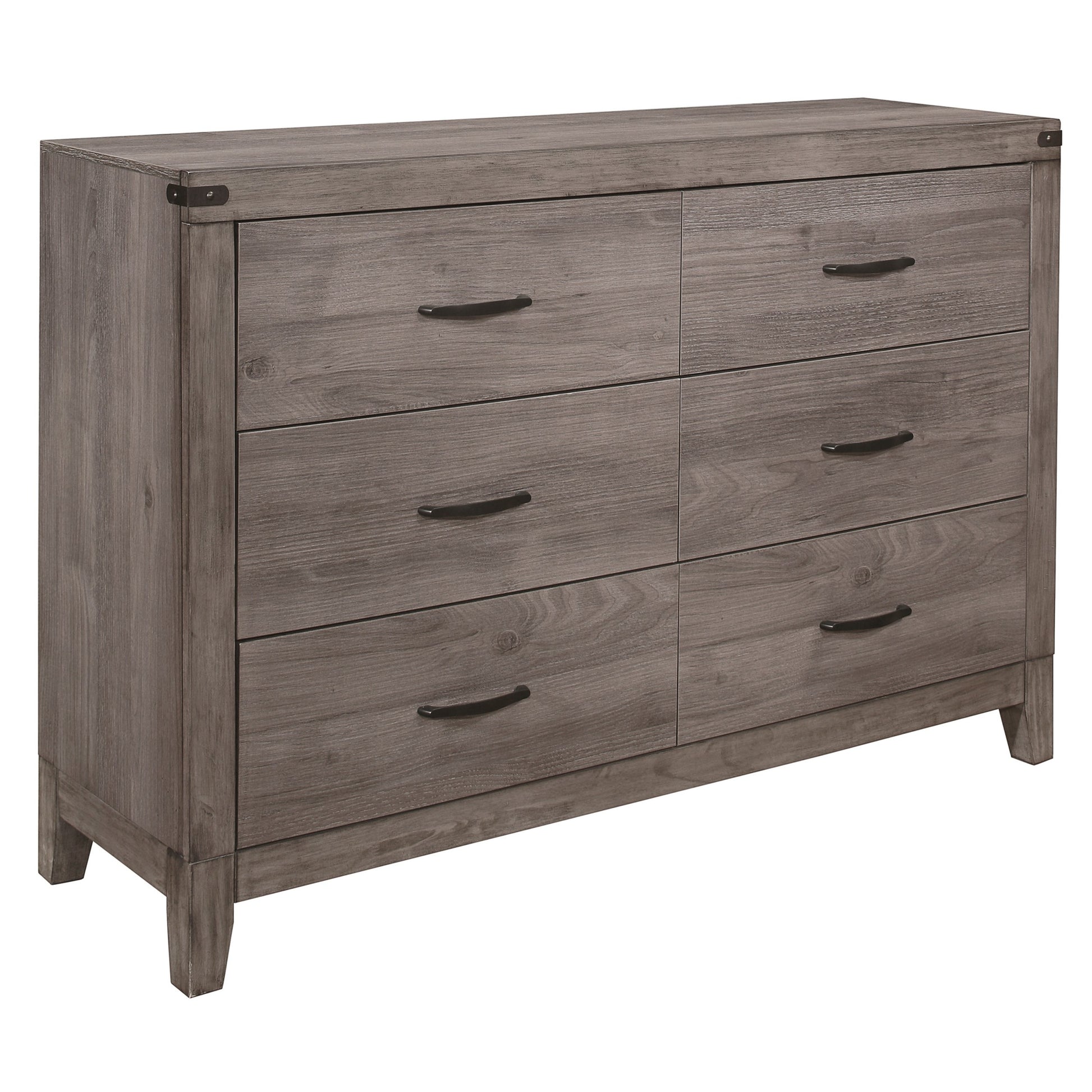 Industrial Design Brownish Gray Finish Dresser Of 6 Drawers Premium Melamine Modern Bedroom Furniture 1Pc Brown Mix Bedroom Contemporary,Modern Wood