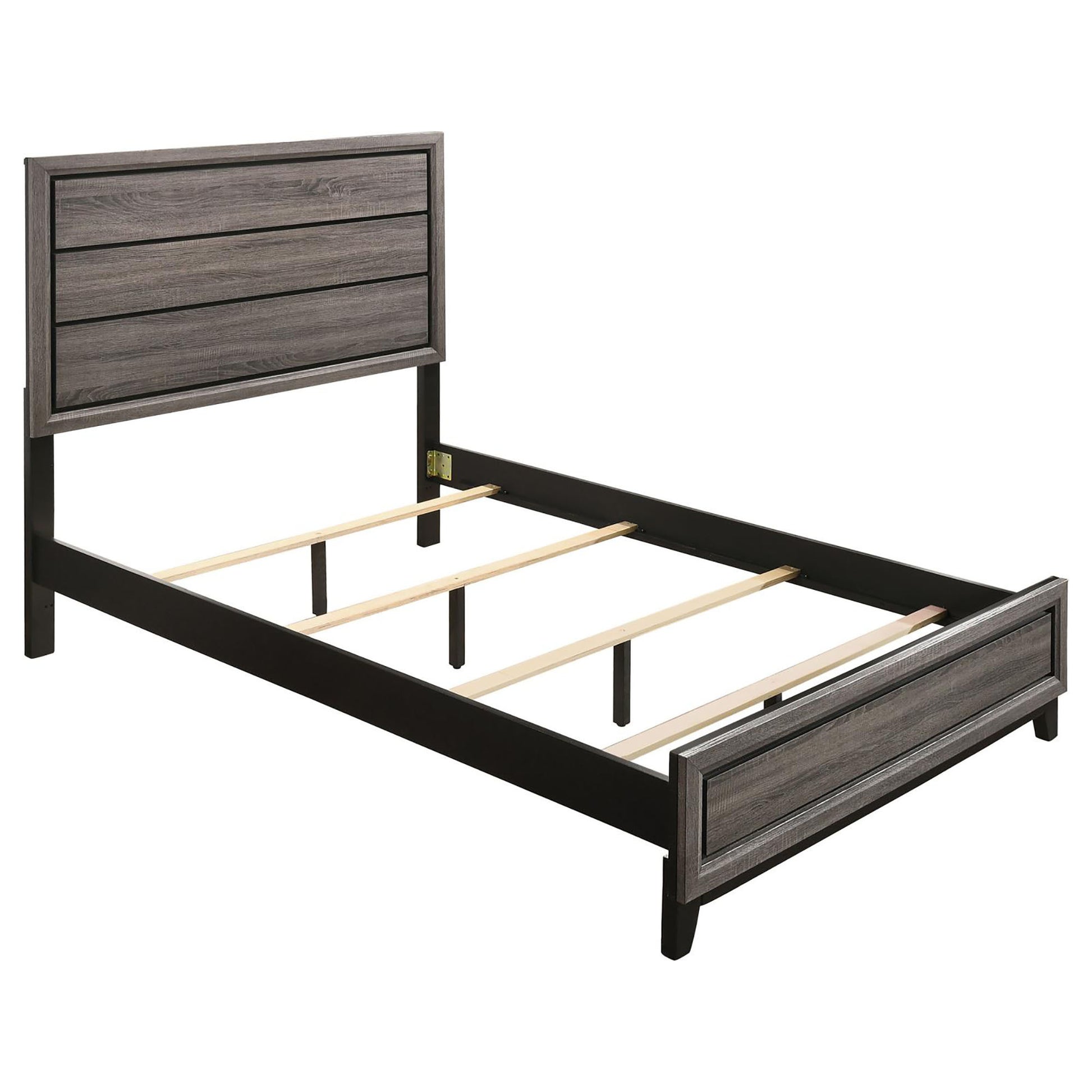 Rustic Grey Oak Queen Panel Bed Box Spring Required Queen Grey Wood Bedroom Transitional Rubberwood Panel Wood