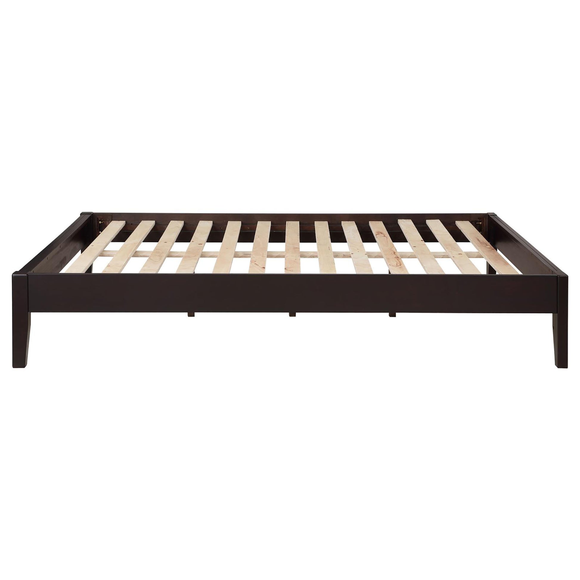 Cappuccino Full Platform Bed Box Spring Not Required Full Brown Wood Bedroom Transitional Rubberwood Bed Frame Wood