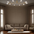 10 Light Sputnik Chandelier Brushed Gold Ceiling Light Semi Flush Mount Light Ceiling Lamp Brushed Gold Metal