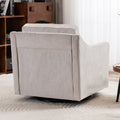 Large Swivel Chair, Upholstered Armchair, Modern Chair, Skin Friendly Gradient Color Linen Fabric, Comfortable To Sit. Suitable For Reception Living Room, Beige Beige Fabric