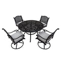 Stylish Outdoor 5 Piece Aluminum Dining Set With Cushion, Sandstorm Antique Gray Aluminium