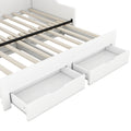 Twin To King Size Daybed Frame With Storage Bookcases And Two Drawers,Charging Design,White White Solid Wood Mdf