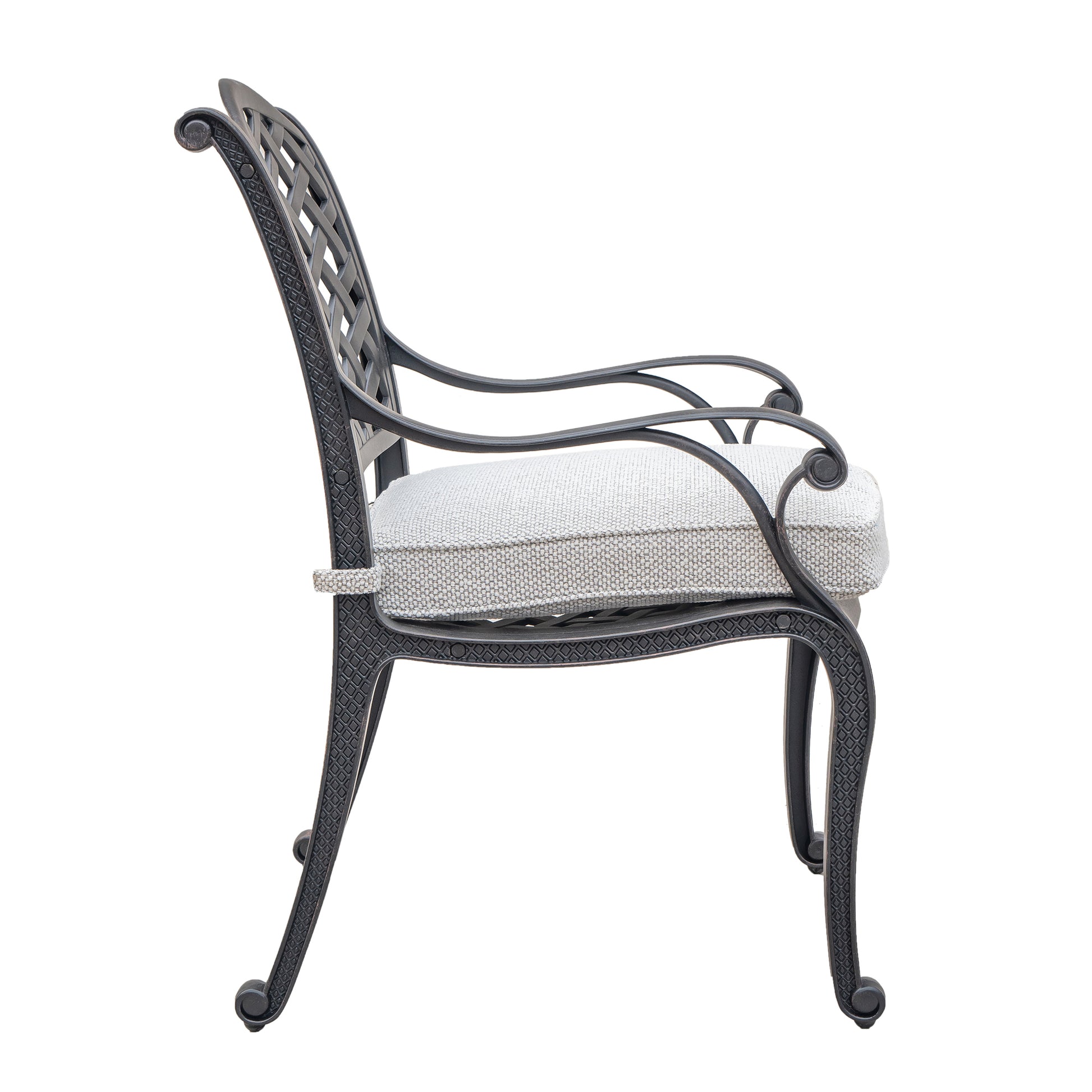 Outdoor Dining Chair With Cushion, Sandstorm Antique Gray Aluminium