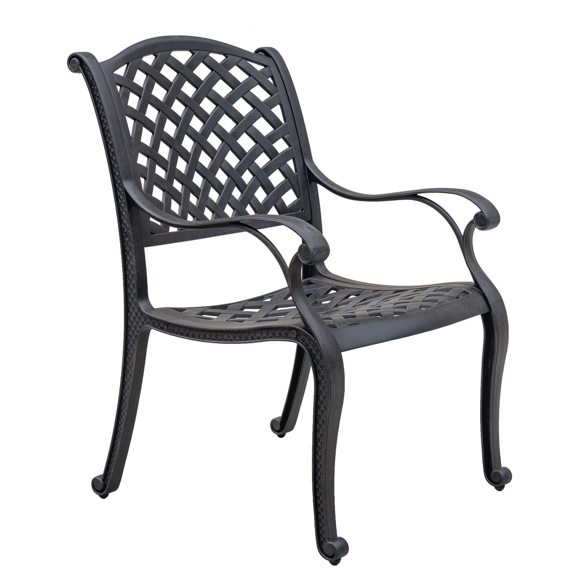 Outdoor Dining Chair With Cushion, Sandstorm Antique Gray Aluminium