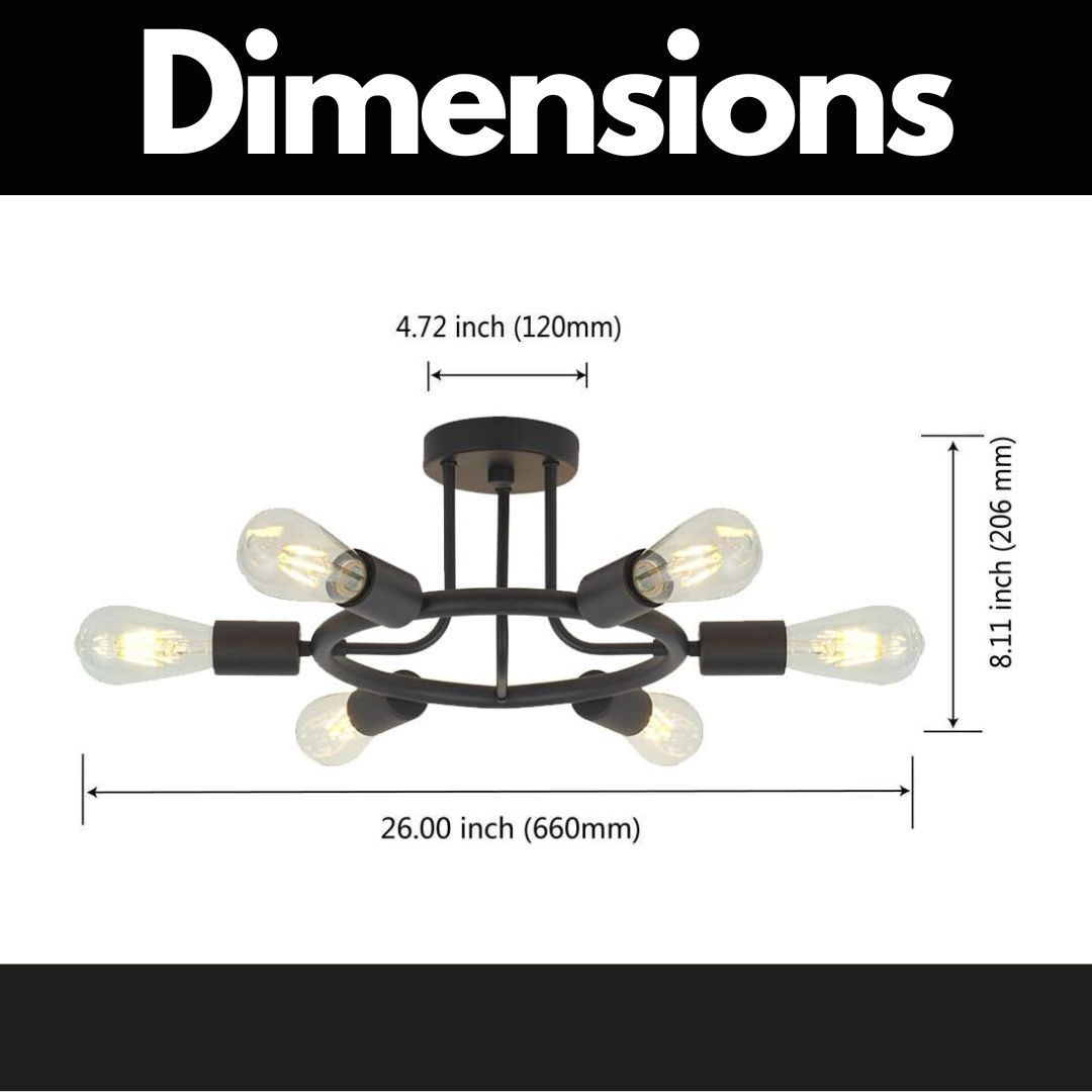 6 Light Modern Sputnik Lights Semi Flush Mount Ceiling Light Oil Rubbed Bronze Finished Oil Rubbed Bronze Metal