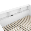 Twin To King Size Daybed Frame With Storage Bookcases And Two Drawers,Charging Design,White White Solid Wood Mdf