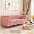 Fx P83 Pk2 Sofa Modern Velvet Living Room Chesterfield Design 82.7Inch Wide Pink 3 Seat Sofa Pink Velvet 3 Seat