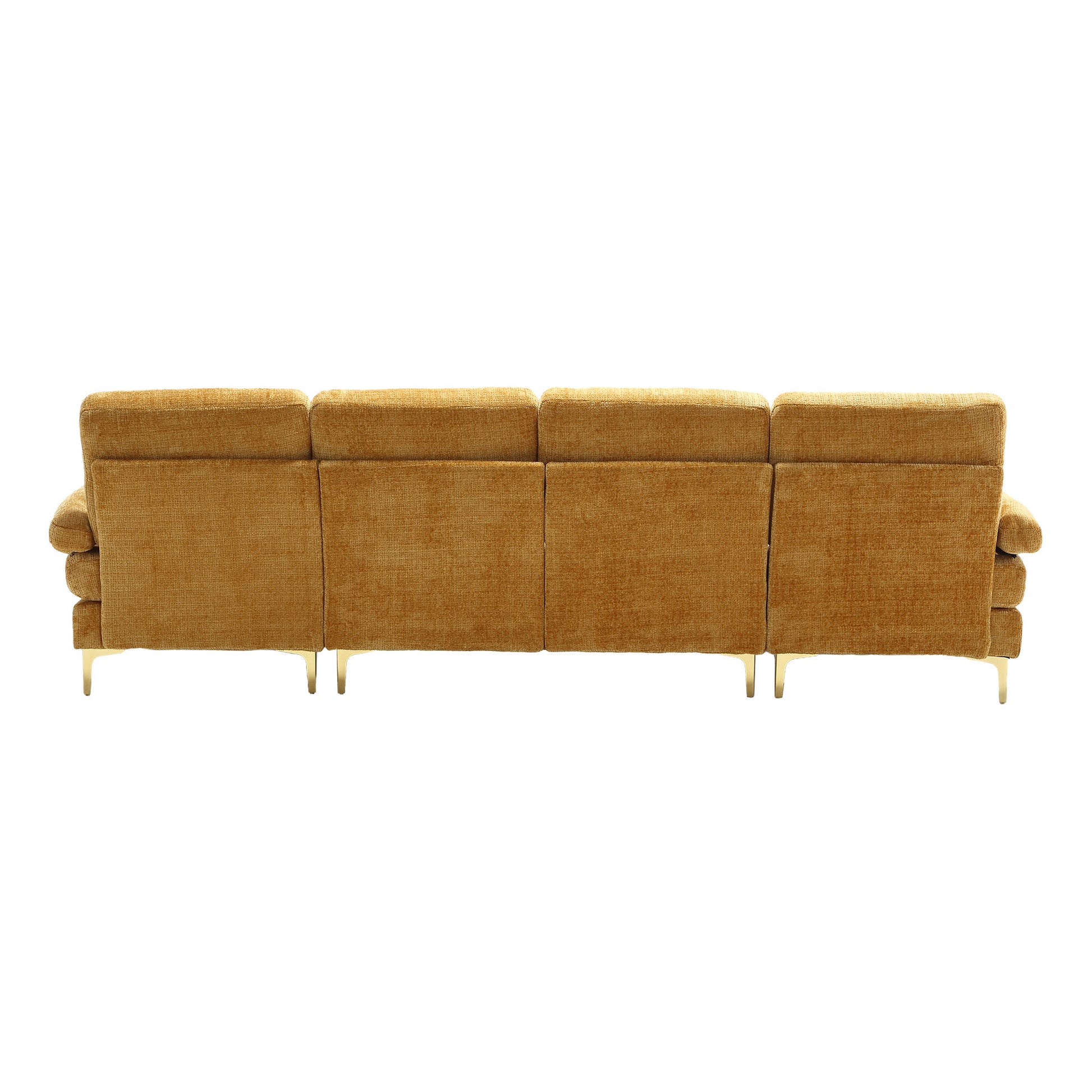 United Modern Large Chenille Fabric U Shape Sectional Sofa Yellow Chenille