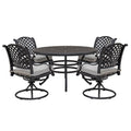 Stylish Outdoor 5 Piece Aluminum Dining Set With Cushion, Sandstorm Antique Gray Aluminium