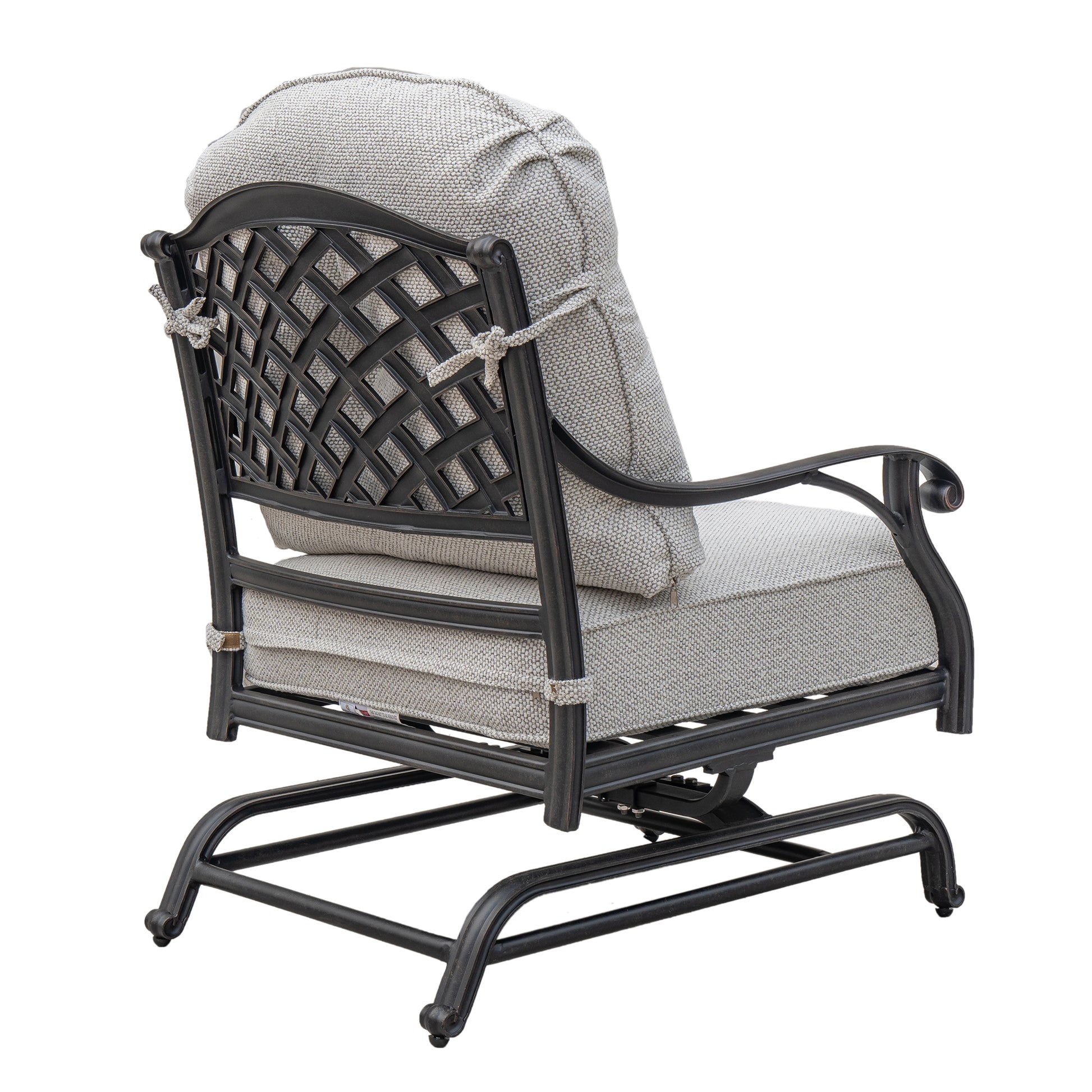 Stylish Outdoor Patio Aluminum Motion Club Chairs With Cushion, Set Of 2, Sandstorm Antique Gray Aluminium