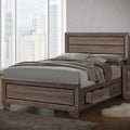 Washed Taupe Queen Storage Bed Queen Brown Wood Bedroom Transitional Rubberwood Storage Included Wood