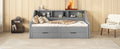 Twin To King Size Daybed Frame With Storage Bookcases And Two Drawers,Charging Design,Gray Gray Solid Wood Mdf