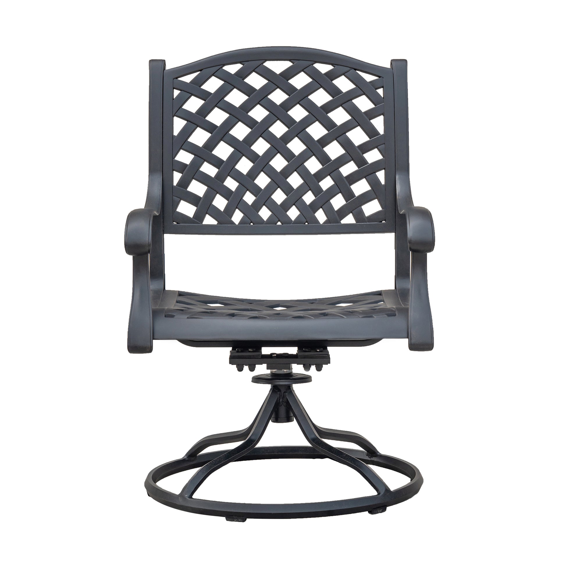 Durable Outdoor Dining Swivel Rockers With Cushions, Set Of 2, Sandstorm Antique Gray Aluminium