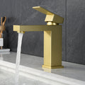 Gold Bathroom Faucet, Brushed Gold Faucet For Bathroom Sink, Gold Single Hole Bathroom Faucet Modern Single Handle Vanity Basin Faucet Bathroom Joystick Geometric One Brushed Gold Side Sprayer Deck Mounted Cartridge Valve Single Hole Faucets Gold