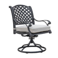Stylish Outdoor 7 Piece Aluminum Dining Set With Cushion, Sandstorm Antique Gray Aluminium