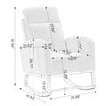 Modern Accent Rocking Chair Rocking Chair With Solid Wood Legs, Upholstered Nursery Glider Rocker, Comfy Armchair With Side Pocket, Living Room Lounge Arm Chair With High Backrest Dark Green,Teddy Dark Green White Primary Living Space Casual Foam Teddy